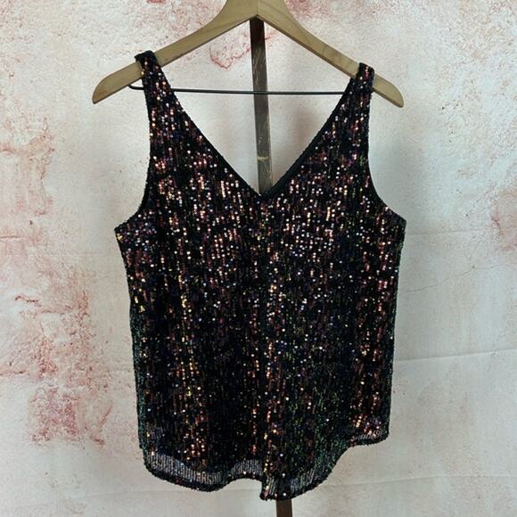 NWT LOFT glam gatsby sequin top size S cocktail party statement holiday v-neck - Picture 1 of 4